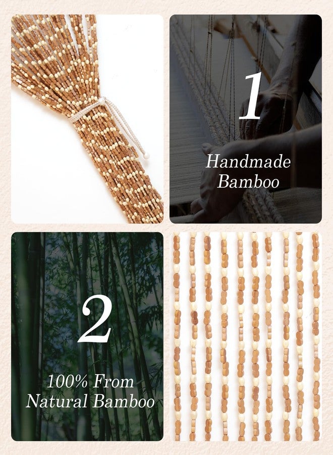 Ezcasch Bamboo Curtains - 45 Strand Beaded Curtain for Doorways - Handmade Bamboo & Wooden Room Divider - Boho Style - 35.4" x 79", Deep Colour - Image 3